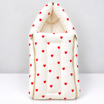Red Hearts - Crinkled Muslin Carry Nest