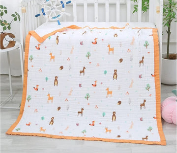 Orange Deer - Muslin 6 layer Blanket