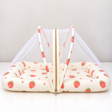 Strawberry - Crinkled Muslin Net Bed