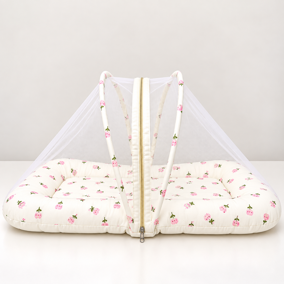 Pink Tulips - Crinkled Muslin Net Bed