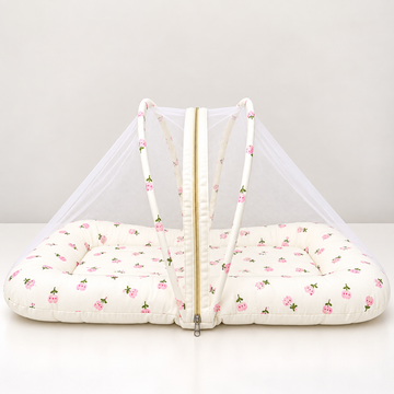 Pink Tulips - Crinkled Muslin Net Bed