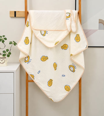Muslin Crepe Hooded Blanket - Fish