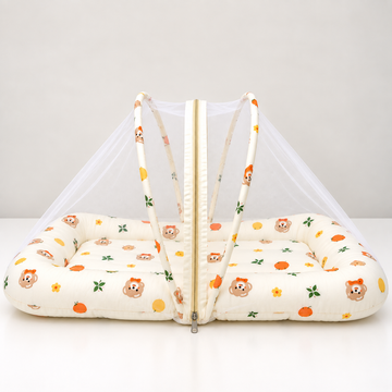 Teddy Orange - Crinkled Muslin Net Bed