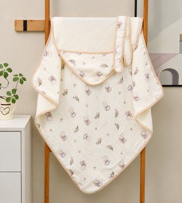 Muslin Crepe Hooded Blanket Teddy