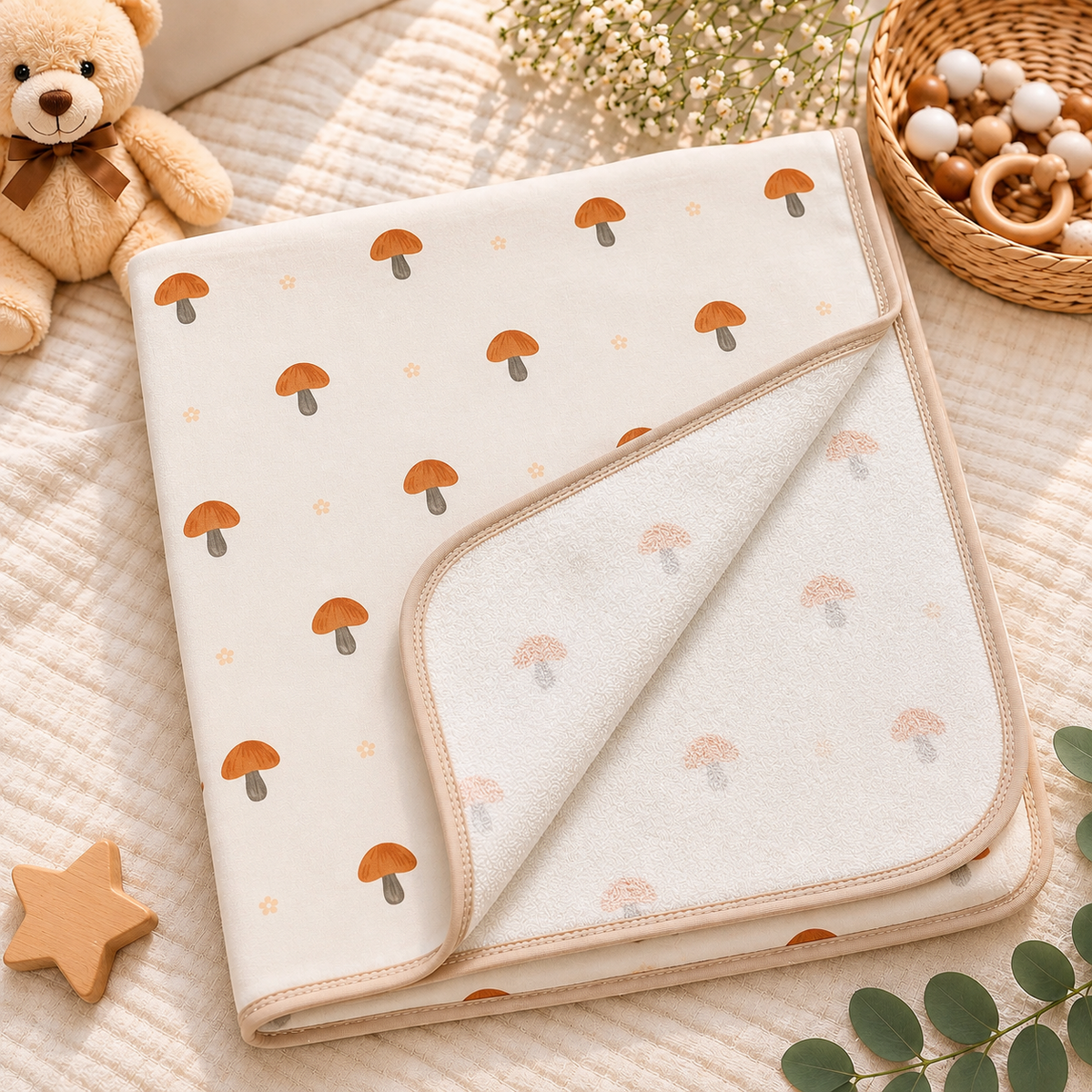 Mushroom - Muslin Bed Protector