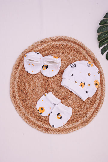 Dog - Muslin Cap Mittens Booties