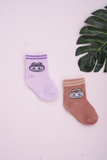 Brown and Purple - Baby Socks