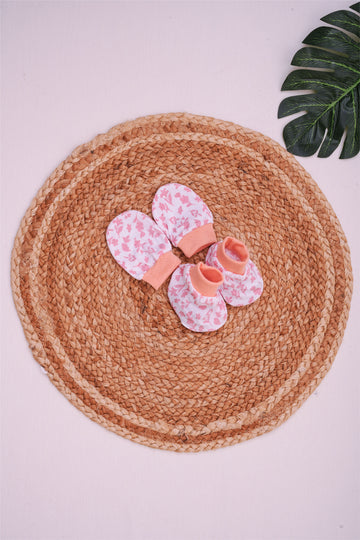 Orange Flower - Mittens and Booties
