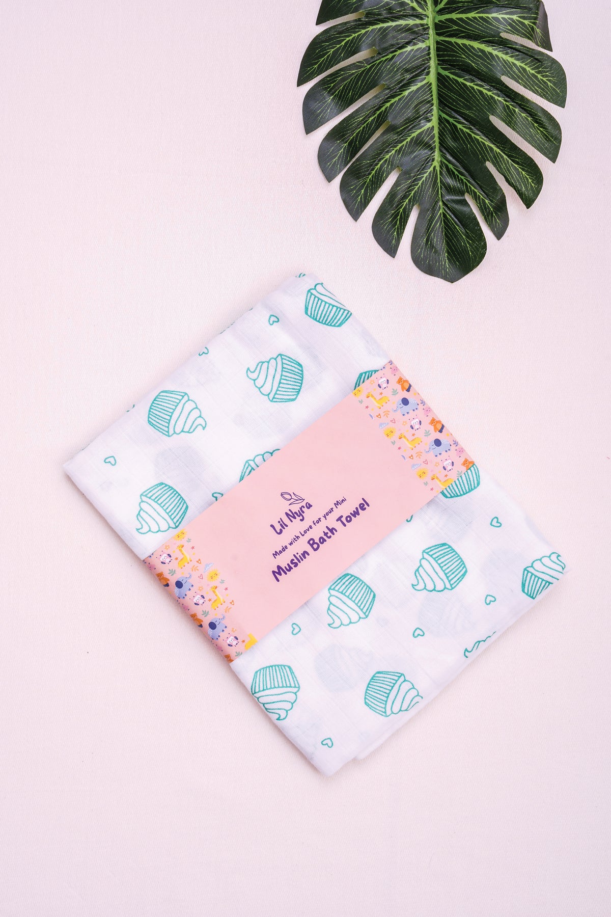 Green Cup Cakes - Muslin Bath Towel