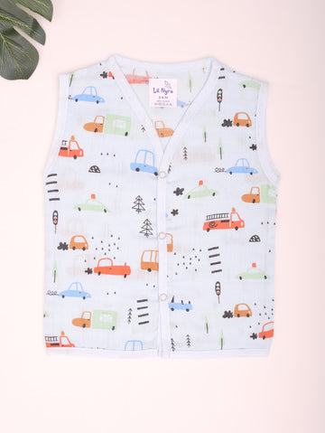 Blue Car - Muslin Button Jabla