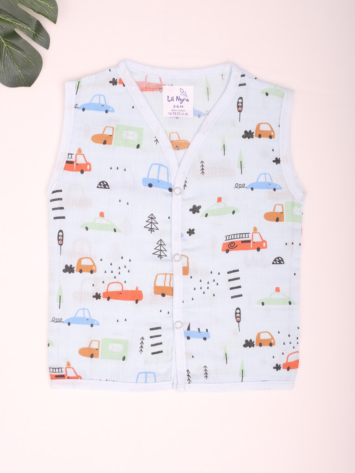Blue Car - Muslin Button Jabla