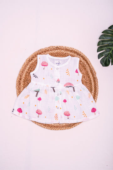 Mushroom - Muslin Sleeveless Frock
