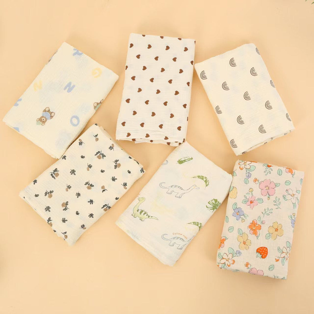 Brown Hearts - Premium Muslin Swaddle