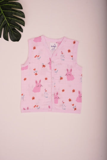 Pink Bunny - Muslin Button Jabla